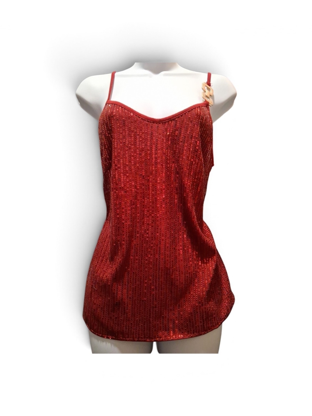 Red Sequin Spaghetti Strap Cami